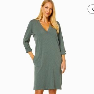 🩶 REVOLVE bobi Los Angeles ISleeve Tab V-Neck Dress Size LARGE MSRP $100